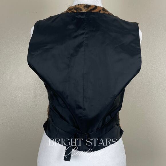 Super Rare Leopard Faux Fur Vest ASO Rachel Green Friends 90s Vintage Brown - Picture 7 of 12